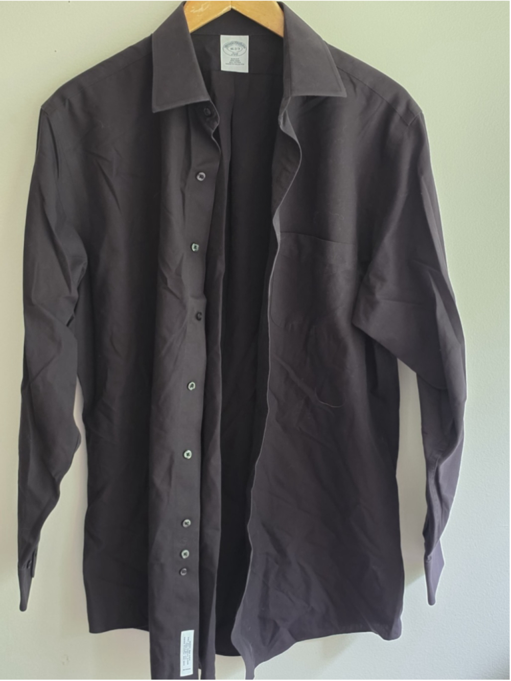 Brooks Brothers Men's Slim Fit Dress Shirt Black Long Sleeve Size 16 - 32/33